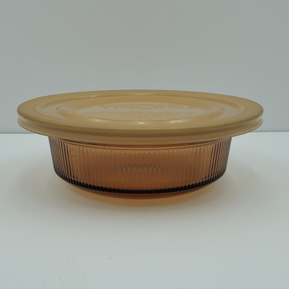 Corningware Vision Amber Ribbed Casserole Dish V-30-B 24 oz 750 ml